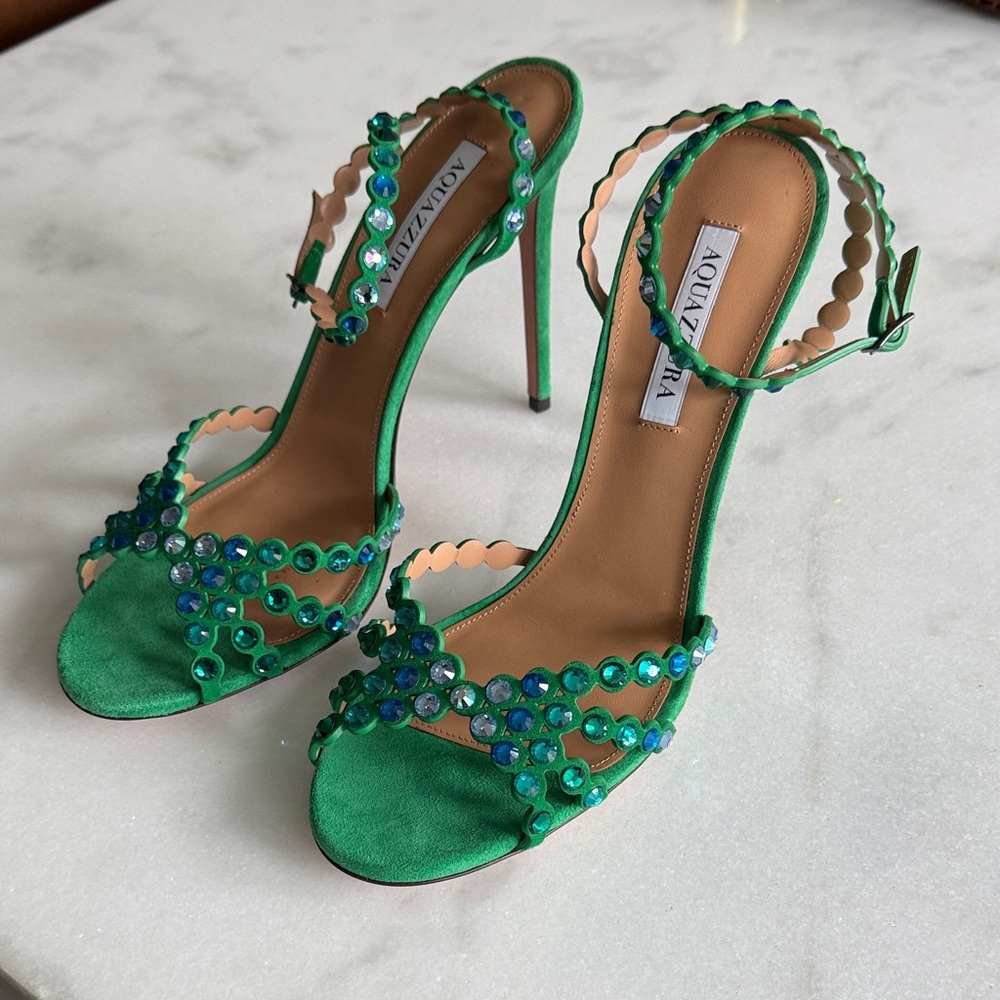 Aquazzura Green Crystal Heels